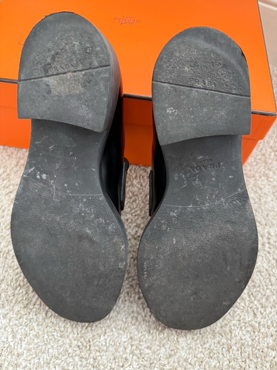 Prada Black Leather Platform Loafers size US7.5 IT37.5 authentic - Picture 13 of 16